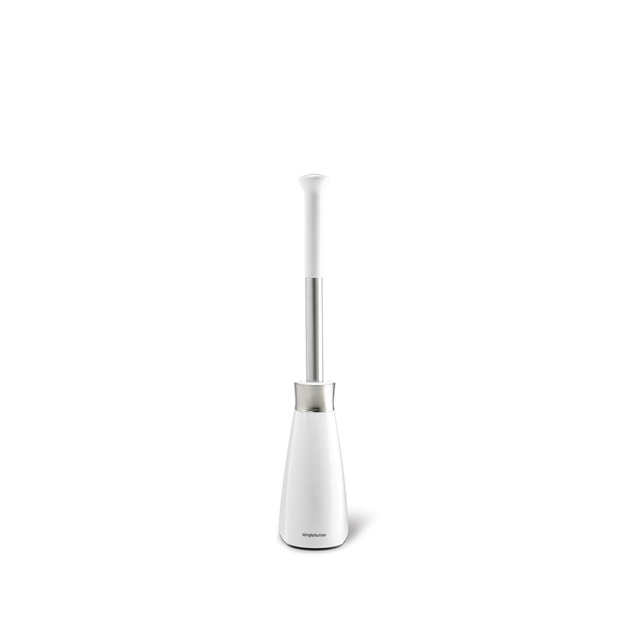 Simplehuman Toilet Brush with slim canister, White and Stainless Steel finish.