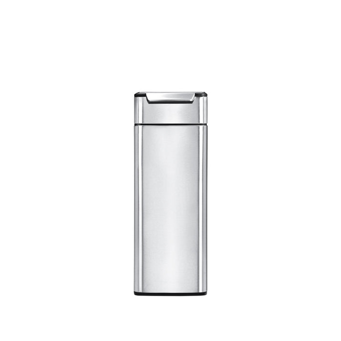 Simplehuman 40L Slim Rectangular Touch-Bar Can in Brushed Stainless Steel, easy open mechanism.
