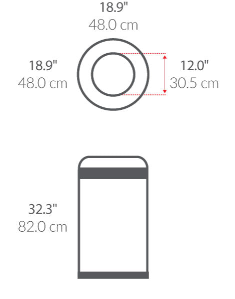 115L Bullet Open Can dimensions