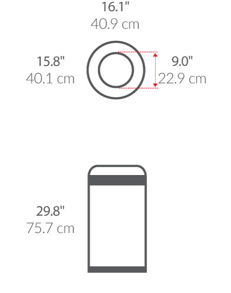 60L Bullet Open Can dimensions
