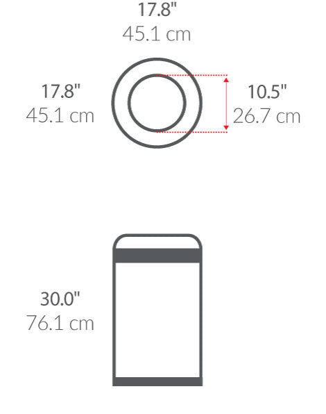 80L Bullet Open Can dimensions
