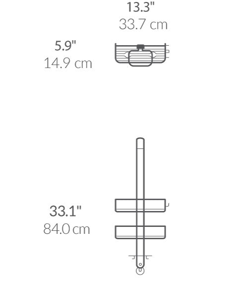 Over Door Adjustable Shower Caddy dimensions