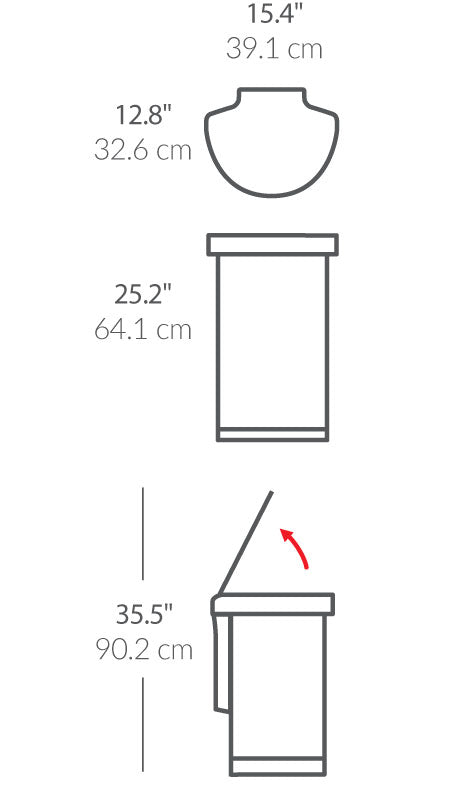 45L Semi-Round Sensor Can dimensions