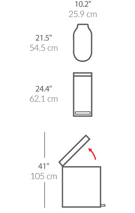 45L Slim Step Can with Liner Rim dimensions