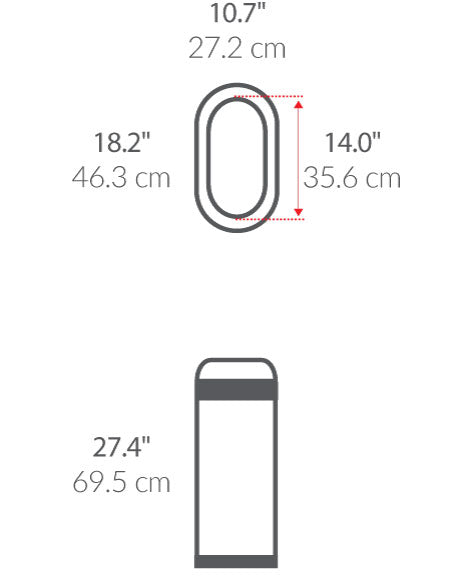 50L Slim Open Can dimensions