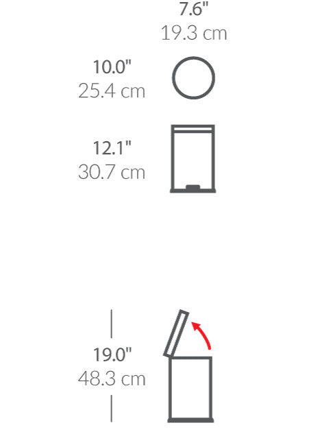 4.5L Round Step Can dimensions