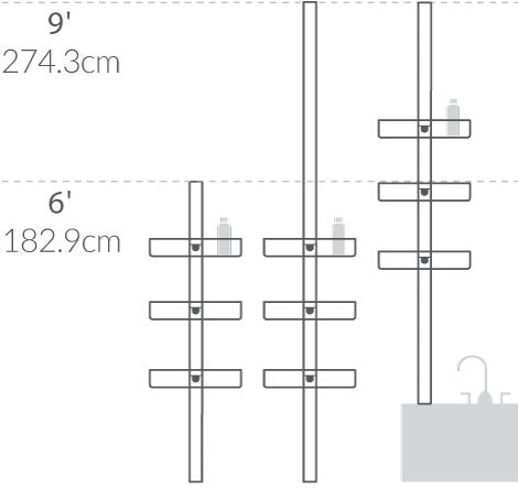 Tension Shower Caddy dimensions