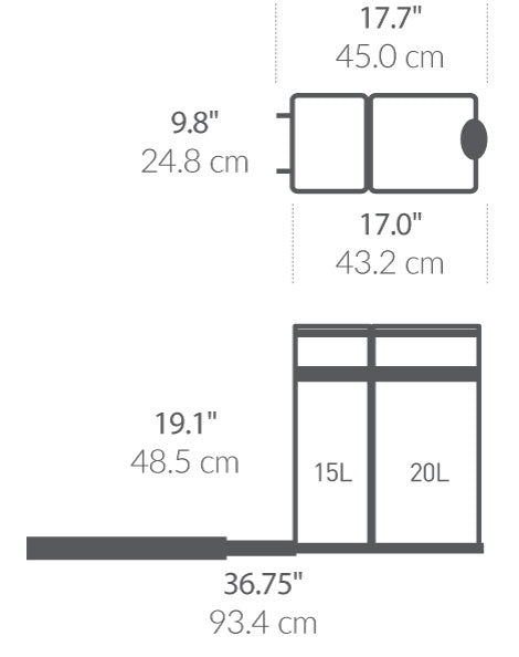 35L Dual Compartment Under Counter Pull-Out Can dimensions