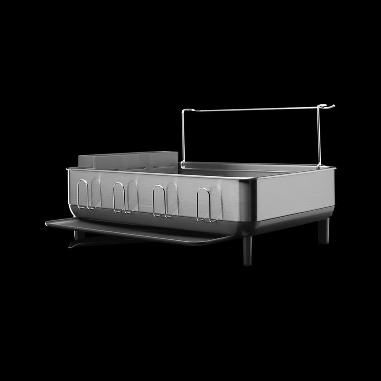 Simplehuman's Dishrack on a black background
