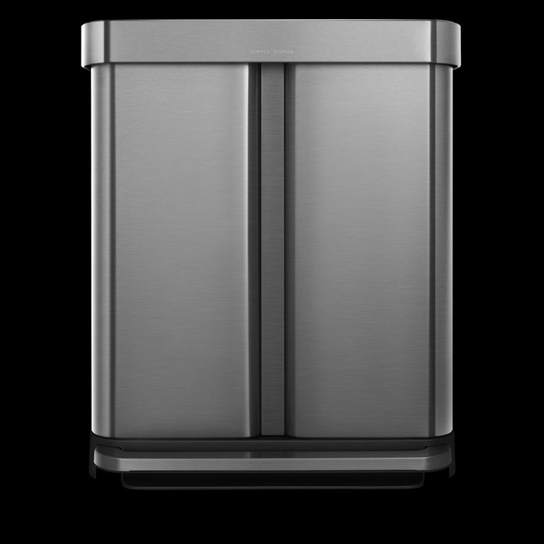 Simplehuman's Step Recycler on a black background.