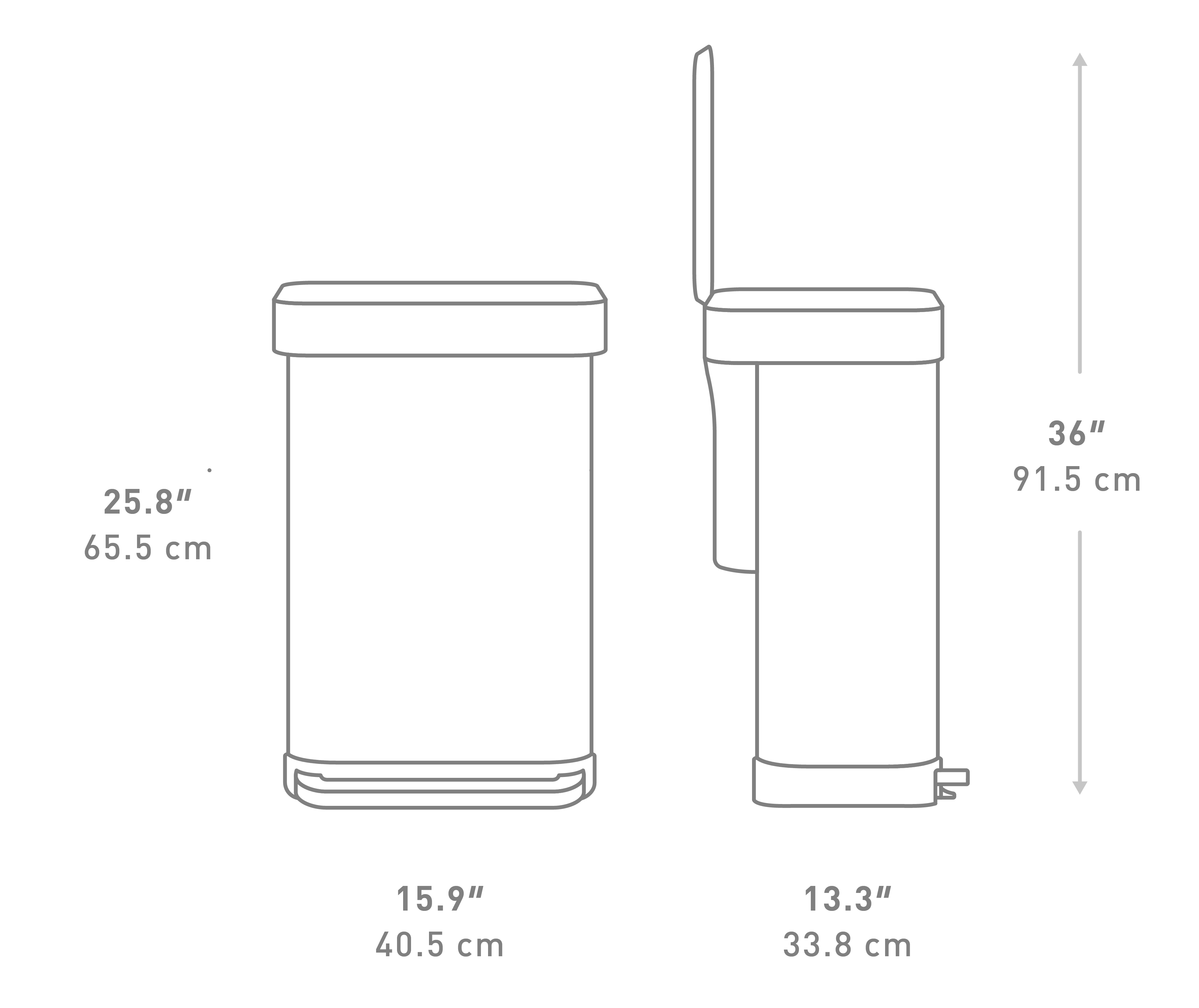 45L Rectangular Step Can with Liner Pocket dimensions