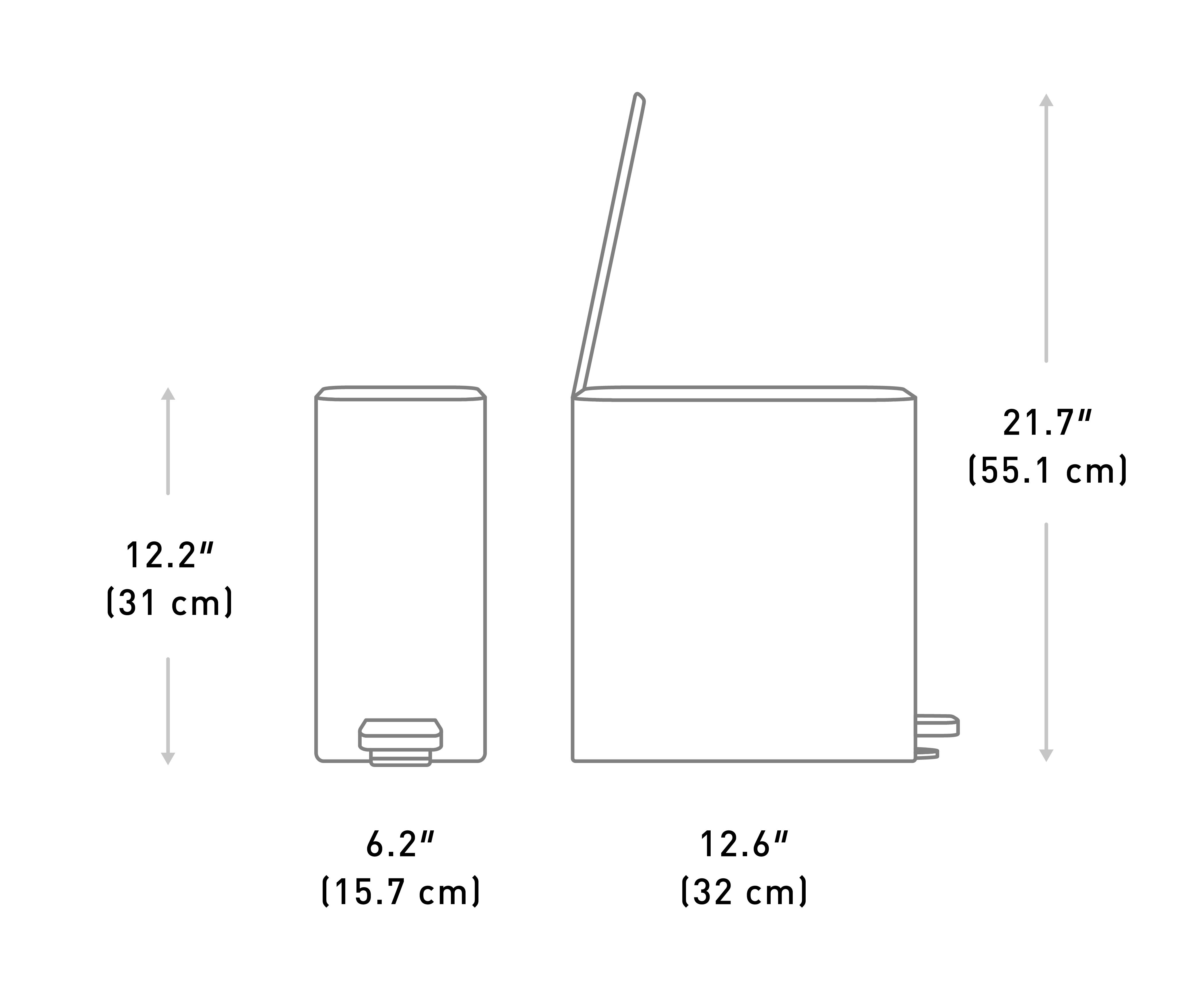 5L Slim Step Can dimensions
