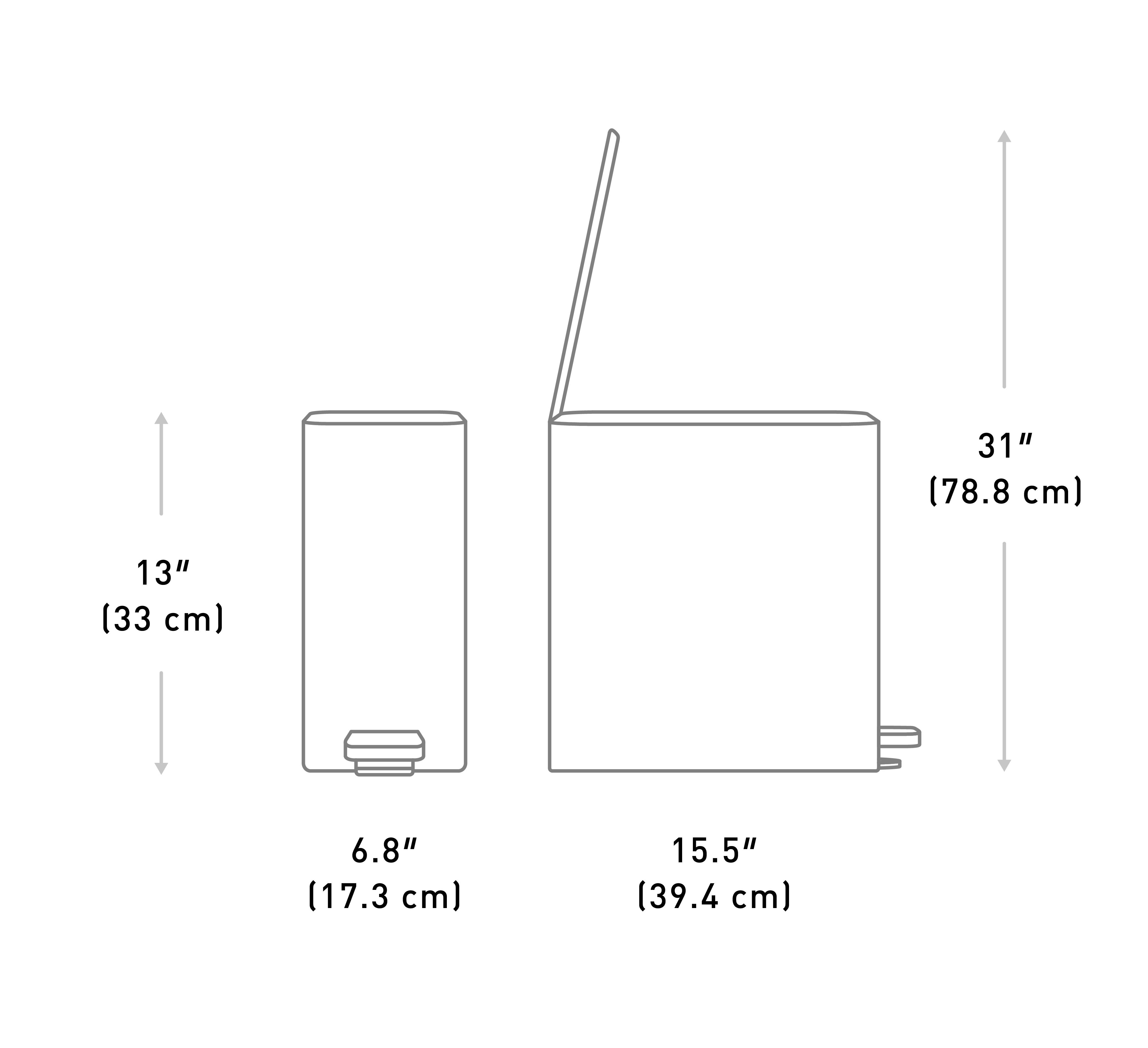 9L Slim Step Can dimensions