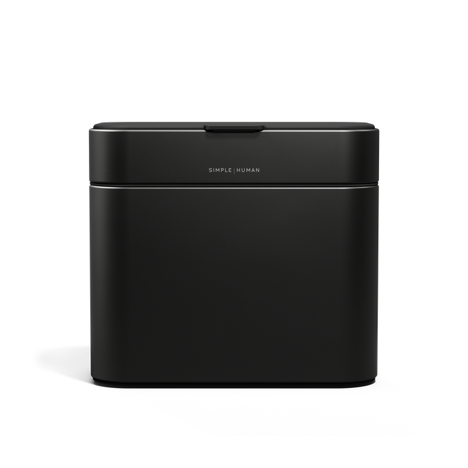 Simplehuman Matte Black Compost Caddy, odor-proof countertop food waste container.