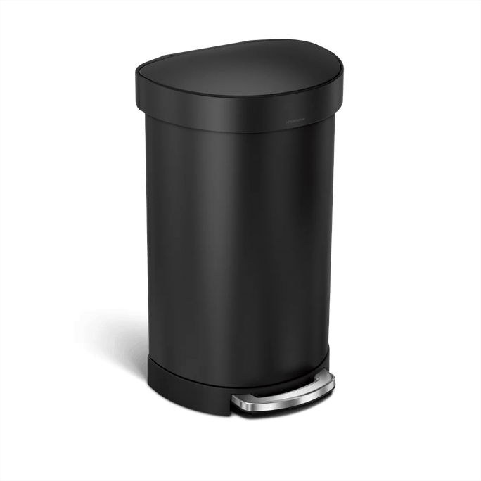 45L Semi-Round Step Can in Matte Black