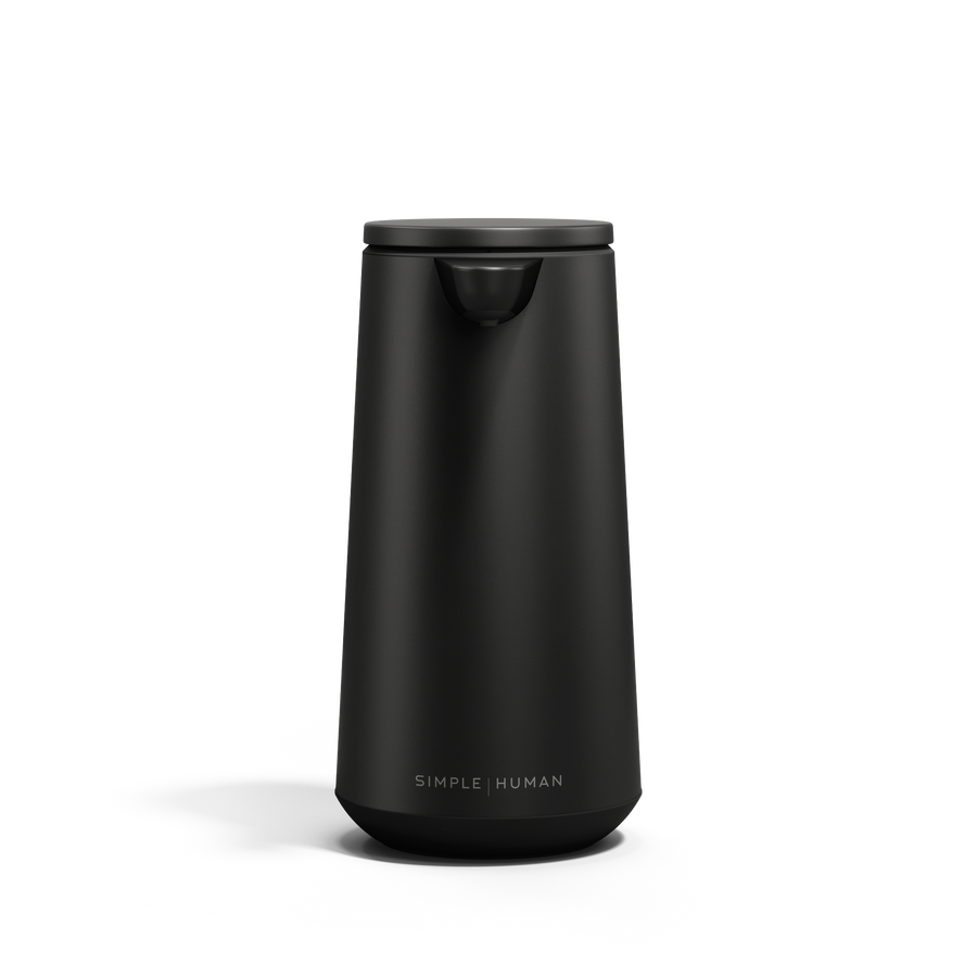 Front view of Simplehuman Matte Black Sensor Pump Foam, touch-free dispensing.