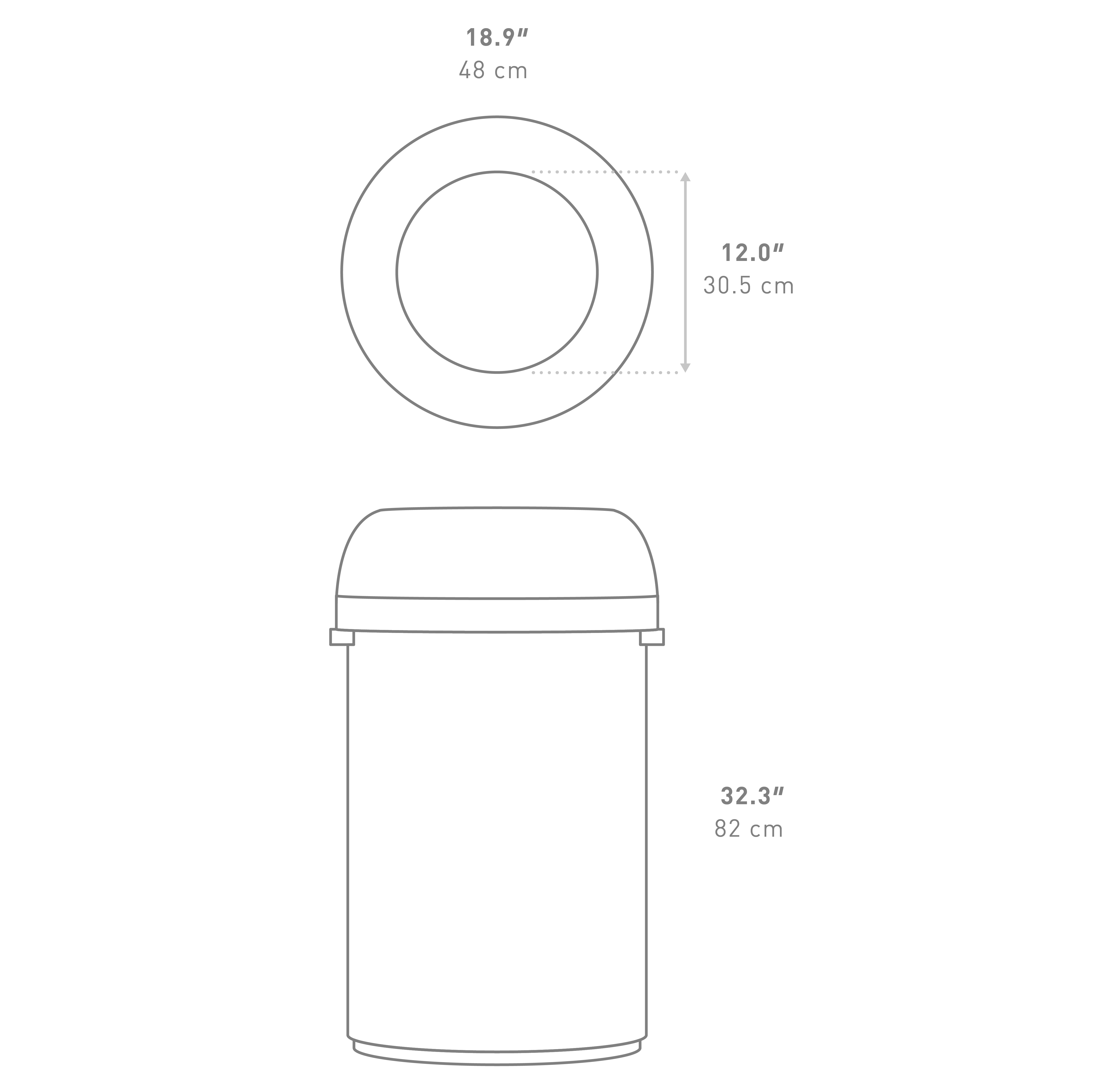 115L All-Steel Bullet Open Can dimensions