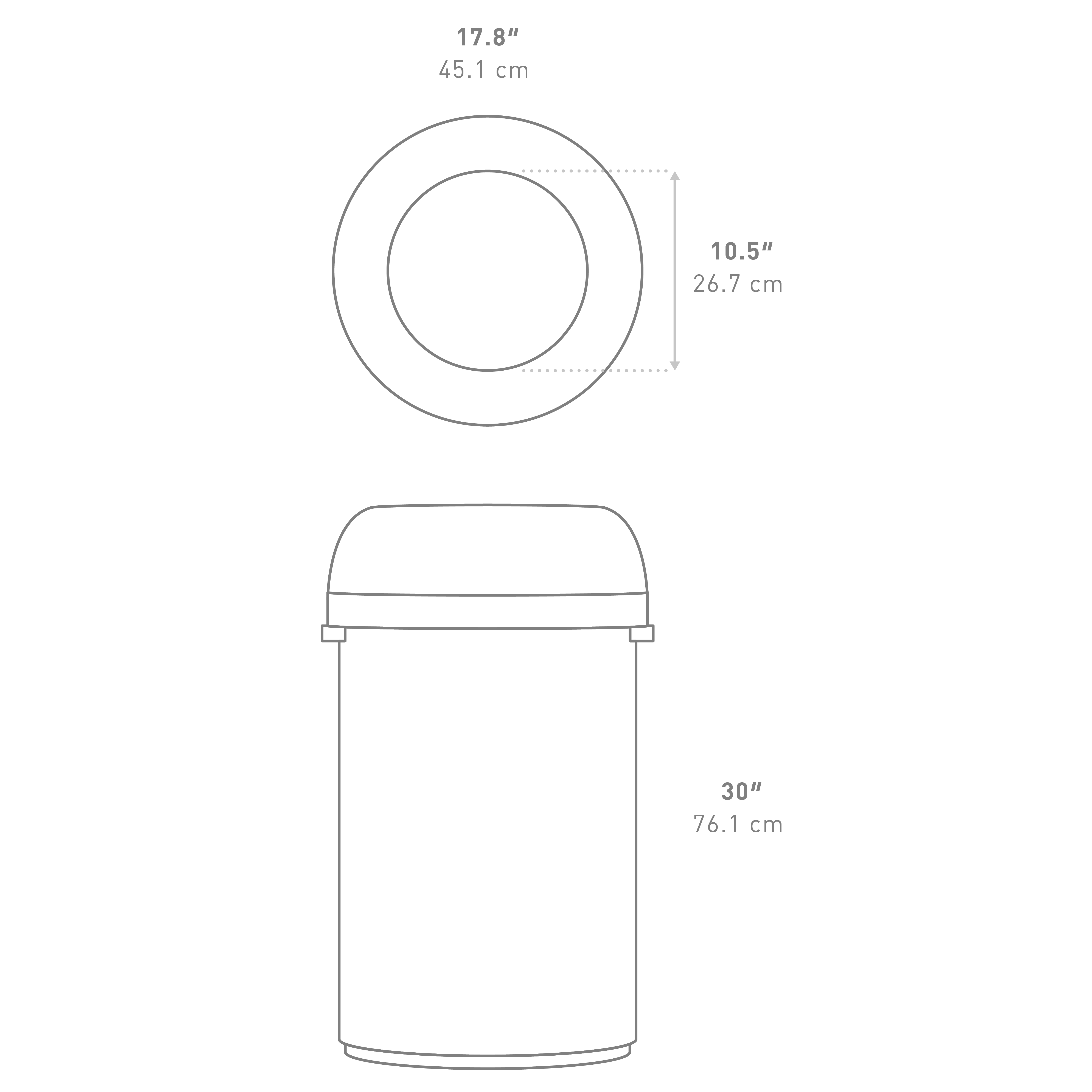 80L All-Steel Bullet Open Can dimensions