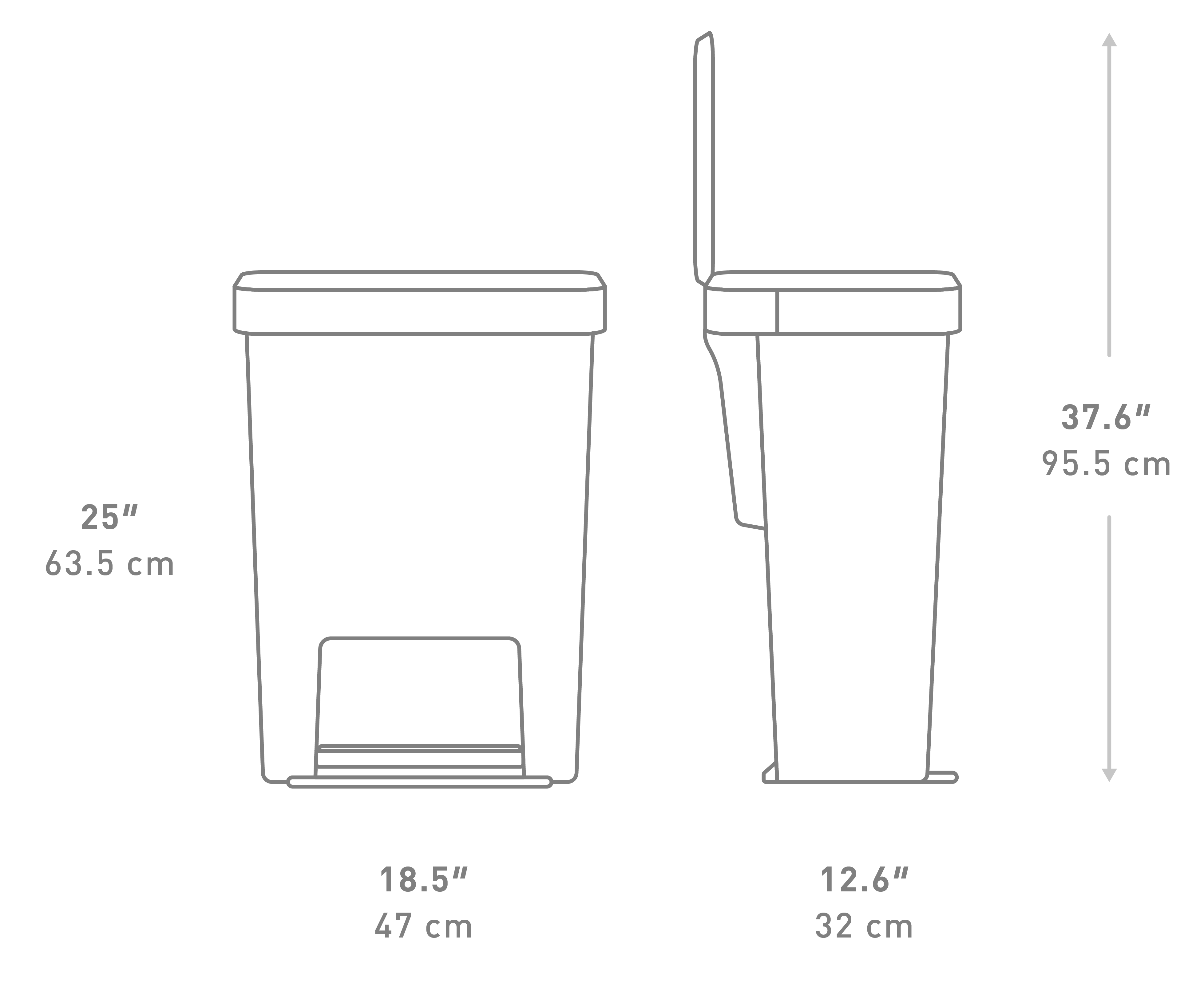 45L Hybrid Step Can dimensions