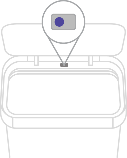 Illustration showing the liner code location under a trash can lid