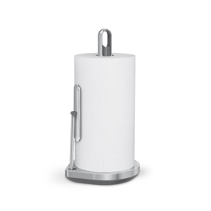 Simplehuman Paper Towel Holder with Spray in Brushed Stainless Steel, quick-tear arm and removable spray handle