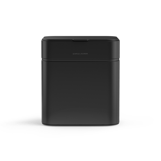 Simplehuman Matte Black Shredder, compact and touch-free sensor operation.