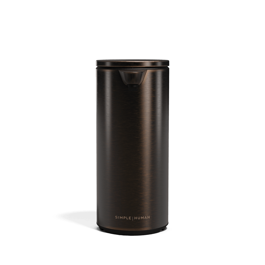 Simplehuman 9 oz. Rechargeable Sensor Pump in Dark Bronze finish, hands-free liquid dispenser.