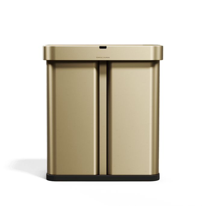 Simplehuman's Sensor Recycler in Matte Gold Front Facing view.