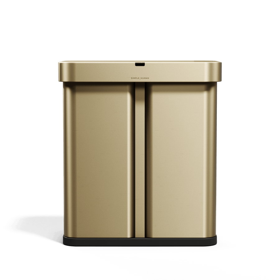 Simplehuman's Sensor Recycler in Matte Gold Front Facing view.