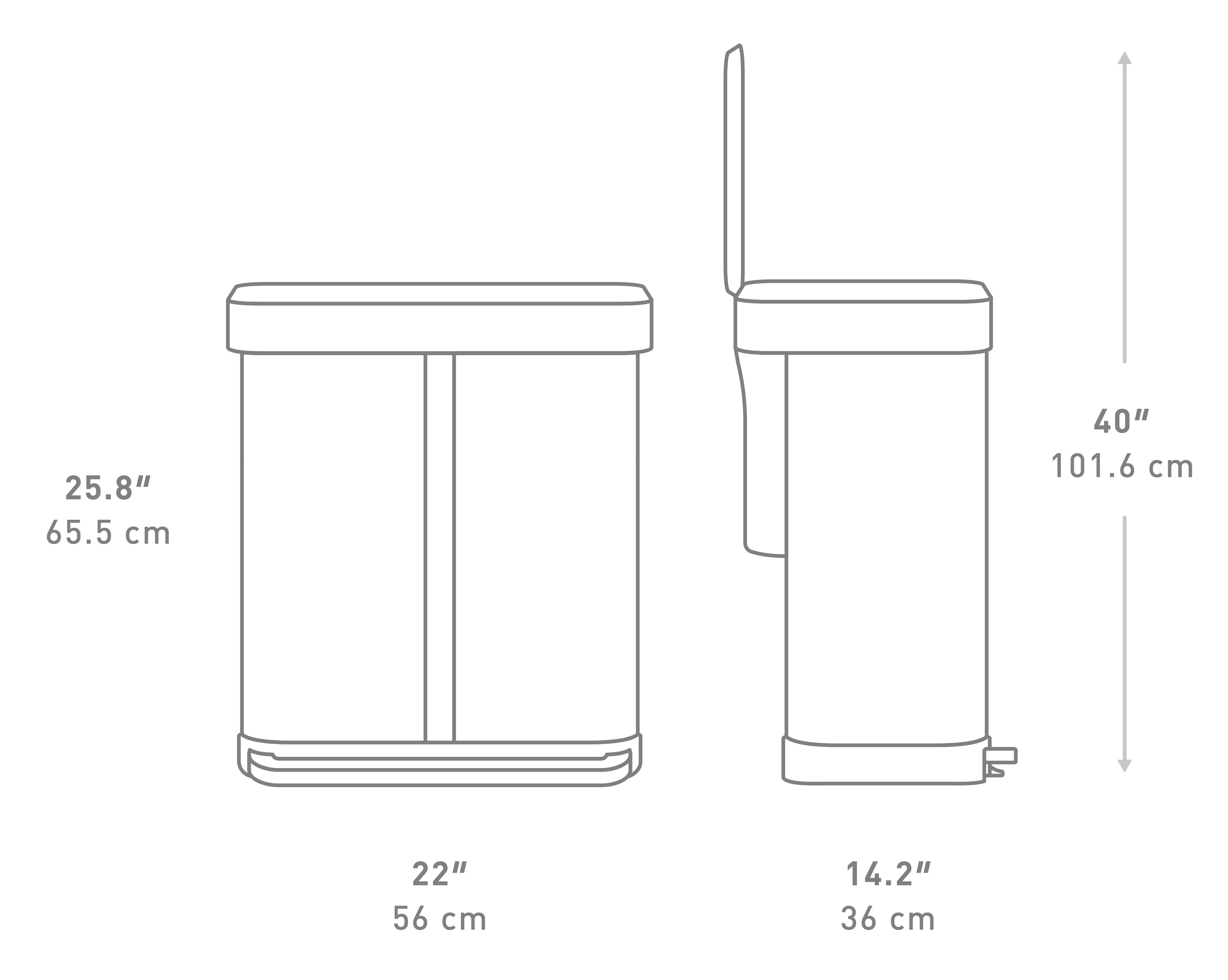 58L Step Recycler dimensions