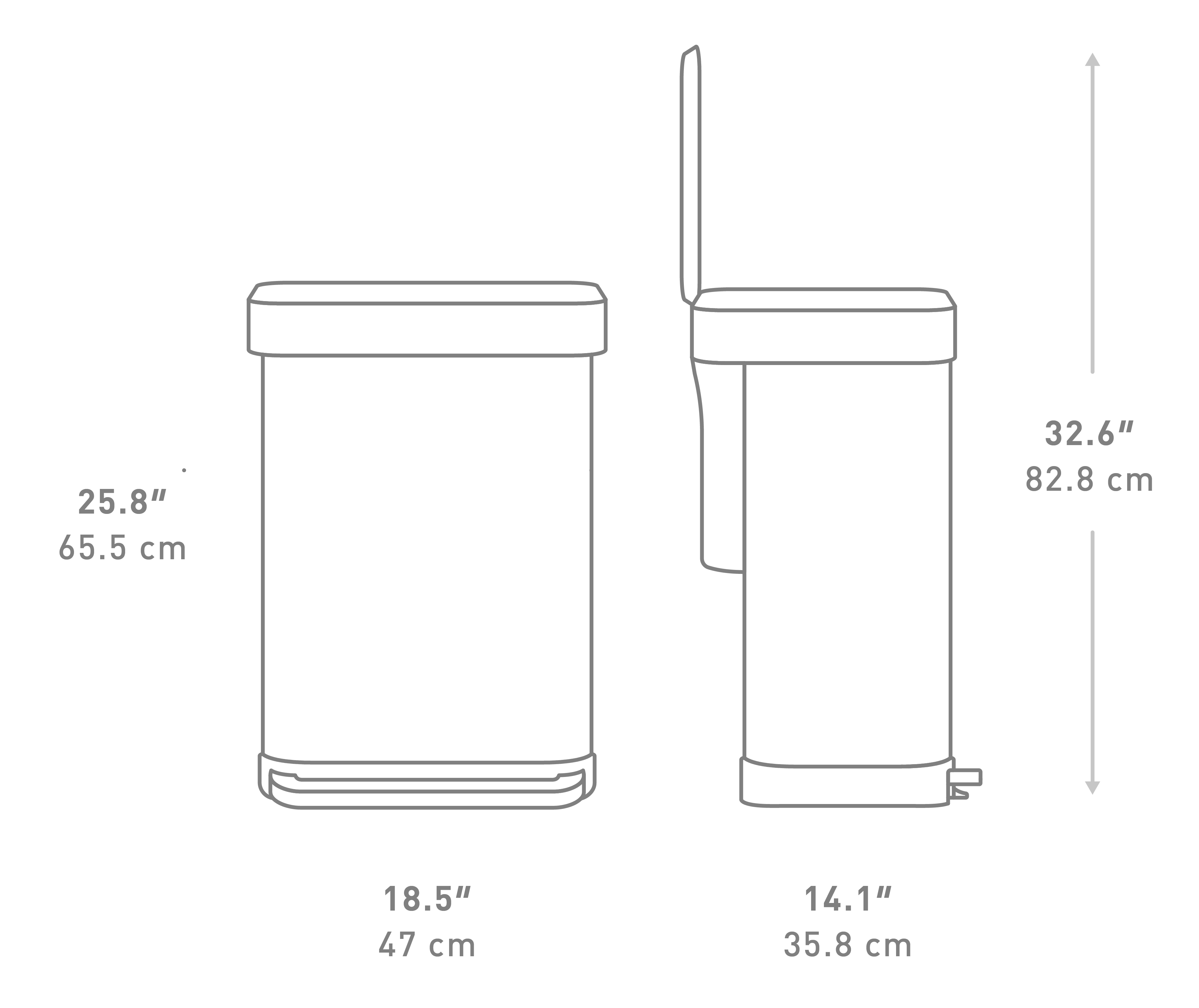 55L Rectangular Step Can with Liner Pocket dimensions